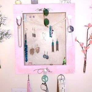 Wall hanging handmade Jewelry Accessory Organizer Boho Chic new Upcycled